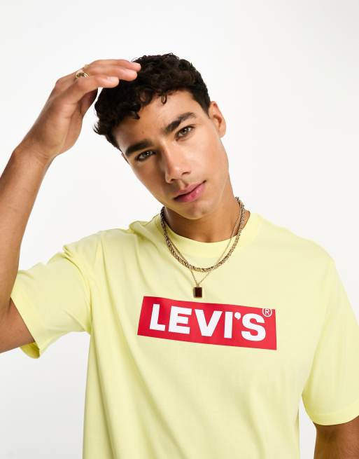 Levi s T shirt avec logo encadr au centre Jaune ASOS