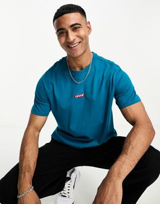 Levi's t-shirt with central small boxtab logo in blue - ASOS Price Checker