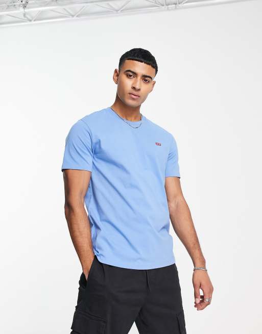 Levi s T shirt avec petit logo encadre sur la poitrine Bleu clair ASOS