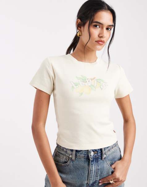 Levi's T-shirt baby z nadrukiem graficznym w kolorze maślanożółtym - view 1
