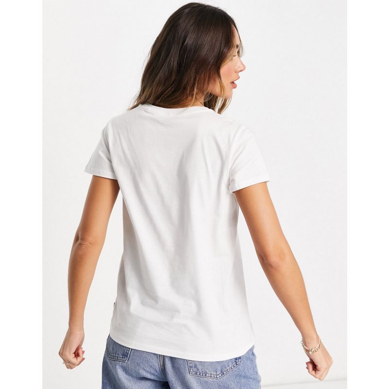 Designer Donna Levi's - T-shirt bianca con logo squadrato