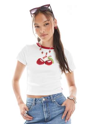 Levi's - T-shirt bianca con stampa di ciliegie - view 1
