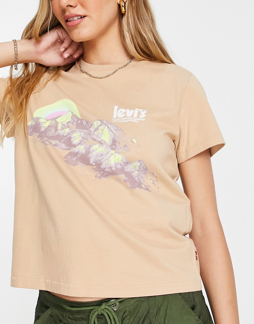 T-shirt classica marrone con grafica di montagne - Levi's T-shirt donna  - immagine3