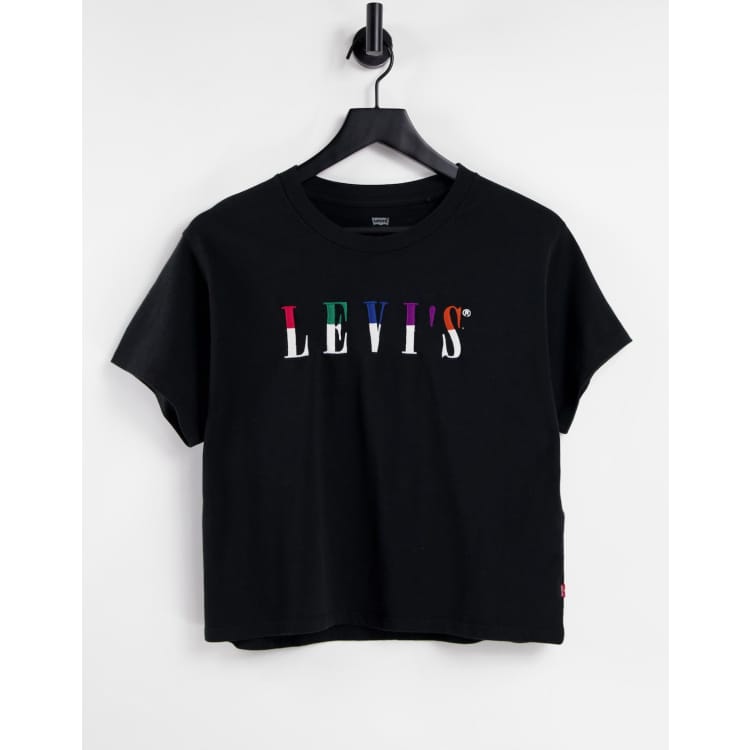Levi s T shirt college nera con logo arcobaleno sul davanti ASOS