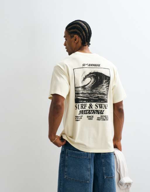 Levi's - T-shirt color crema con stampa sul retro, 4 di 5