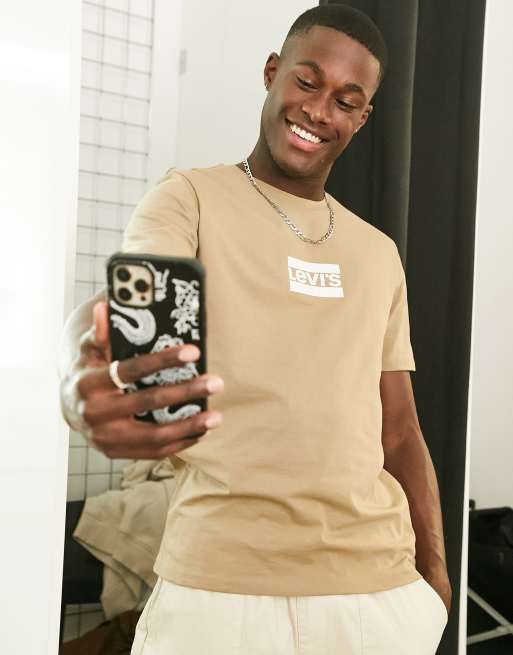 Levi's - T-shirt color cuoio con logo sportivo piccolo