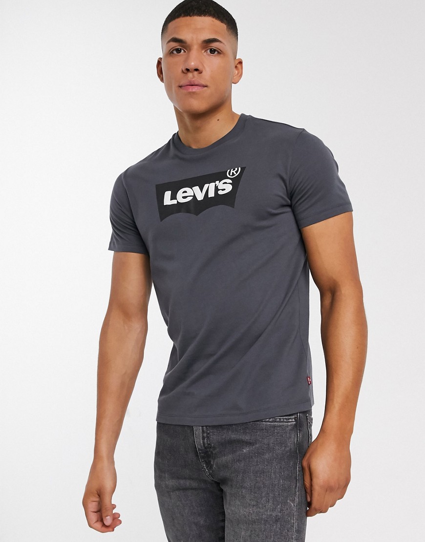 Levi's - T-shirt color ferro con logo batwing-Grigio