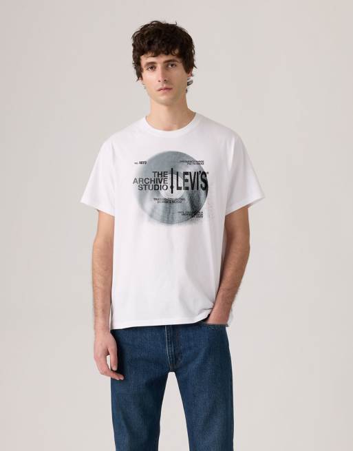 Levi's - T-shirt comoda bianca con grafica, 3 di 4