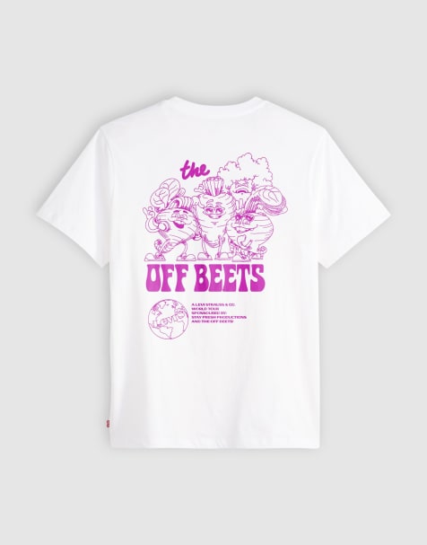 Levi's - T-shirt comoda bianco sporco con stampa "Off Beets" sul retro - view 1