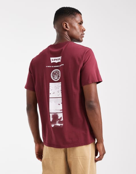 Levi's - T-shirt comoda bordeaux con stampa "Field Trip" sul retro - view 1