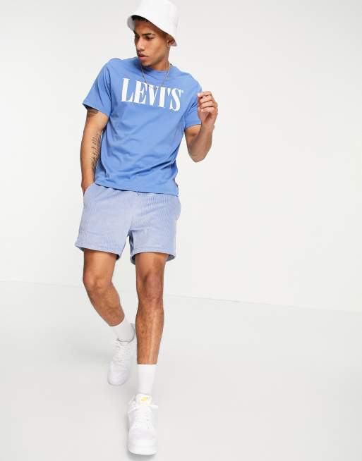 Levi's - T-shirt comoda con logo anni '90 colore blu