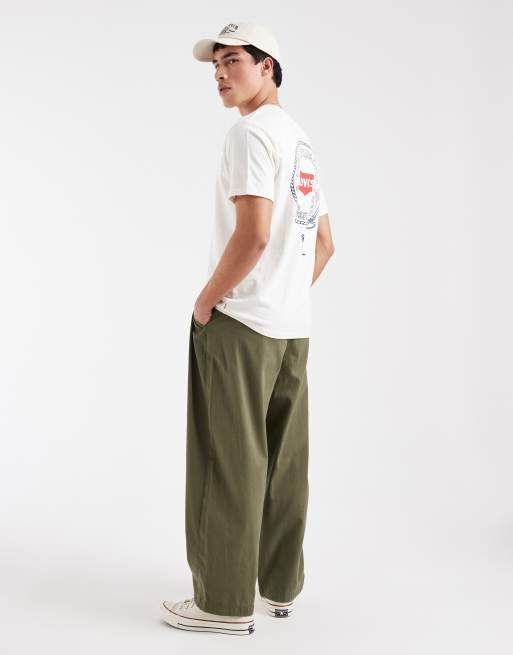 Levi's - T-shirt comoda écru con grafica sul retro, 5 di 5