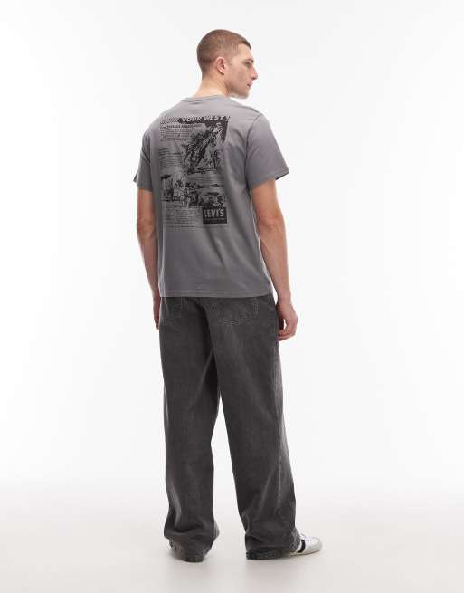 Levi's - T-shirt comoda grigia con grafica western sul retro, 2 di 5