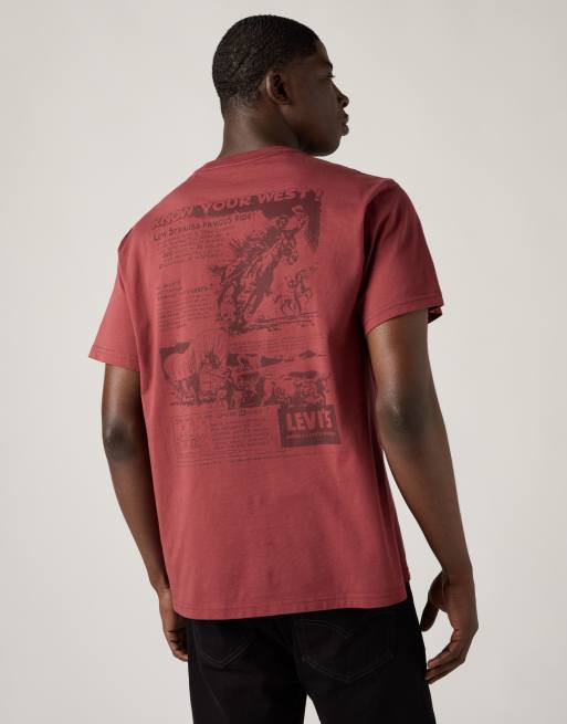 Levi's - T-shirt comoda in cotone rossa, 3 di 4