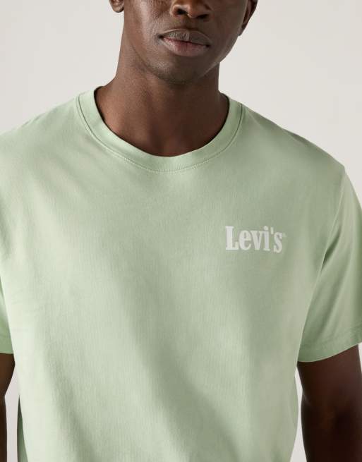 Levi's - T-shirt comoda in cotone verde pallido, 3 di 4