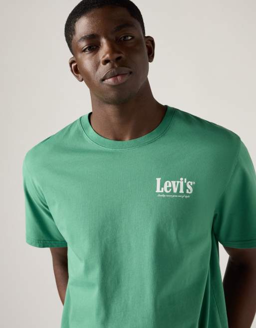 Levi's - T-shirt comoda in cotone verde, 4 di 4