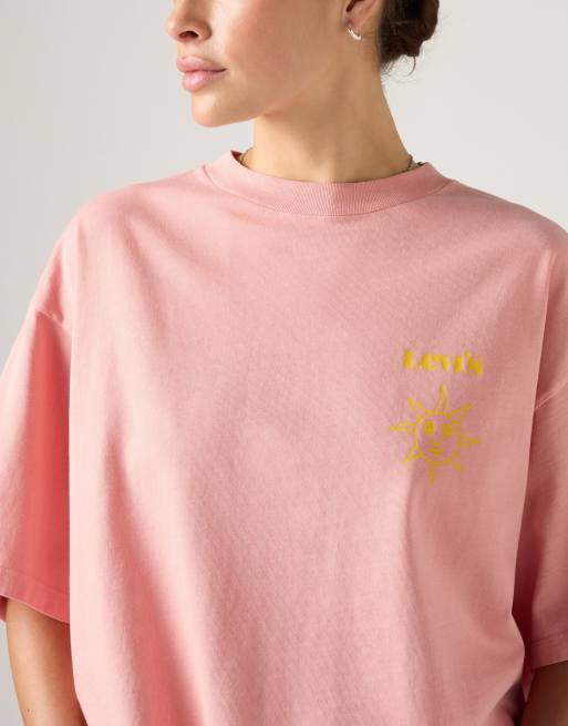 Levi's - T-shirt corta in cotone rossa con grafica, 2 di 4