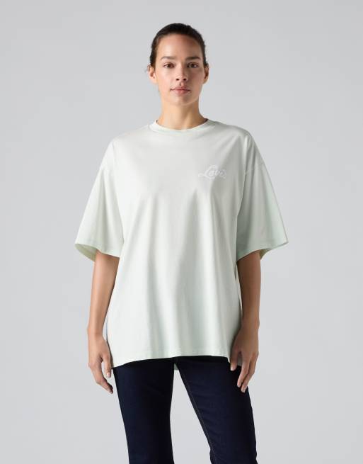 Levi's - T-shirt corta in cotone verde pallido con grafica, 2 di 4