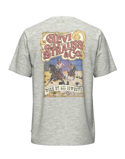 Levi's - T-shirt décontracté à imprimé cowboys au dos - Gris chiné - view 1