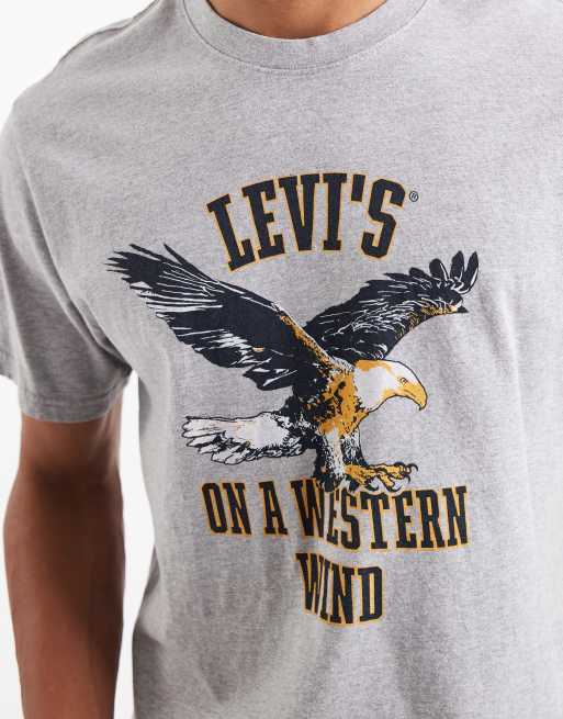 Levi's - T-shirt décontracté à logo aigle universitaire - Gris chiné, 4 de 5