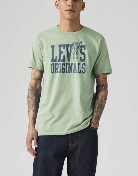 Levi's - T-shirt décontracté à manches courtes et imprimé logo - Vert - view 1