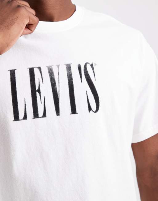 Levi's - T-shirt décontracté avec inscription logo effet usé - Blanc, 5 de 5