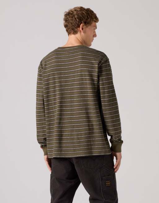 Levi's t-shirt graphique rayé authentique à manches longues en artie jacquard coffee, 2 de 4