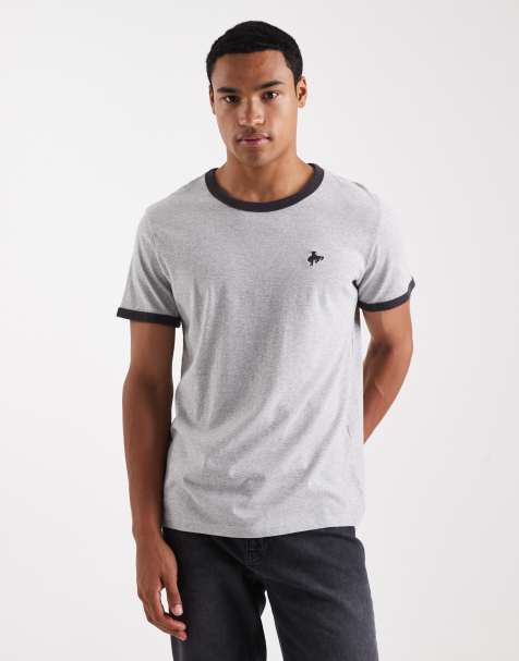 Levi's - T-shirt grigio mélange rétro con bordi a contrasto e ricamo cowboy - view 1