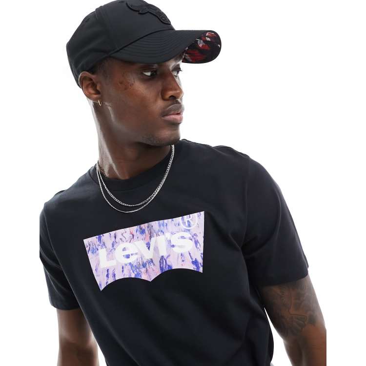 Levi s t shirt in black with batwing art print logo ASOS