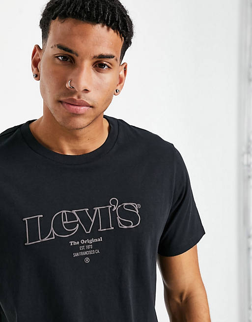 Levi's t-shirt in black with large serif outline logo