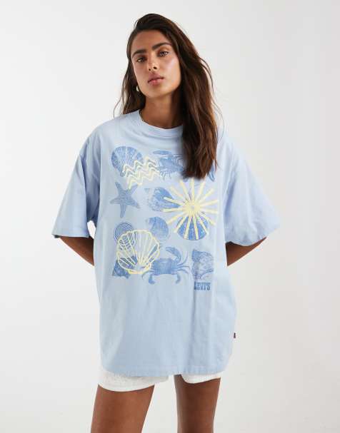 Levi's – T-Shirt in Blau mit Print - view 1