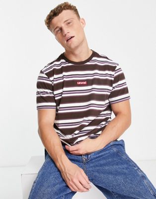 Levi's t-shirt in brown stripe with small chest logo