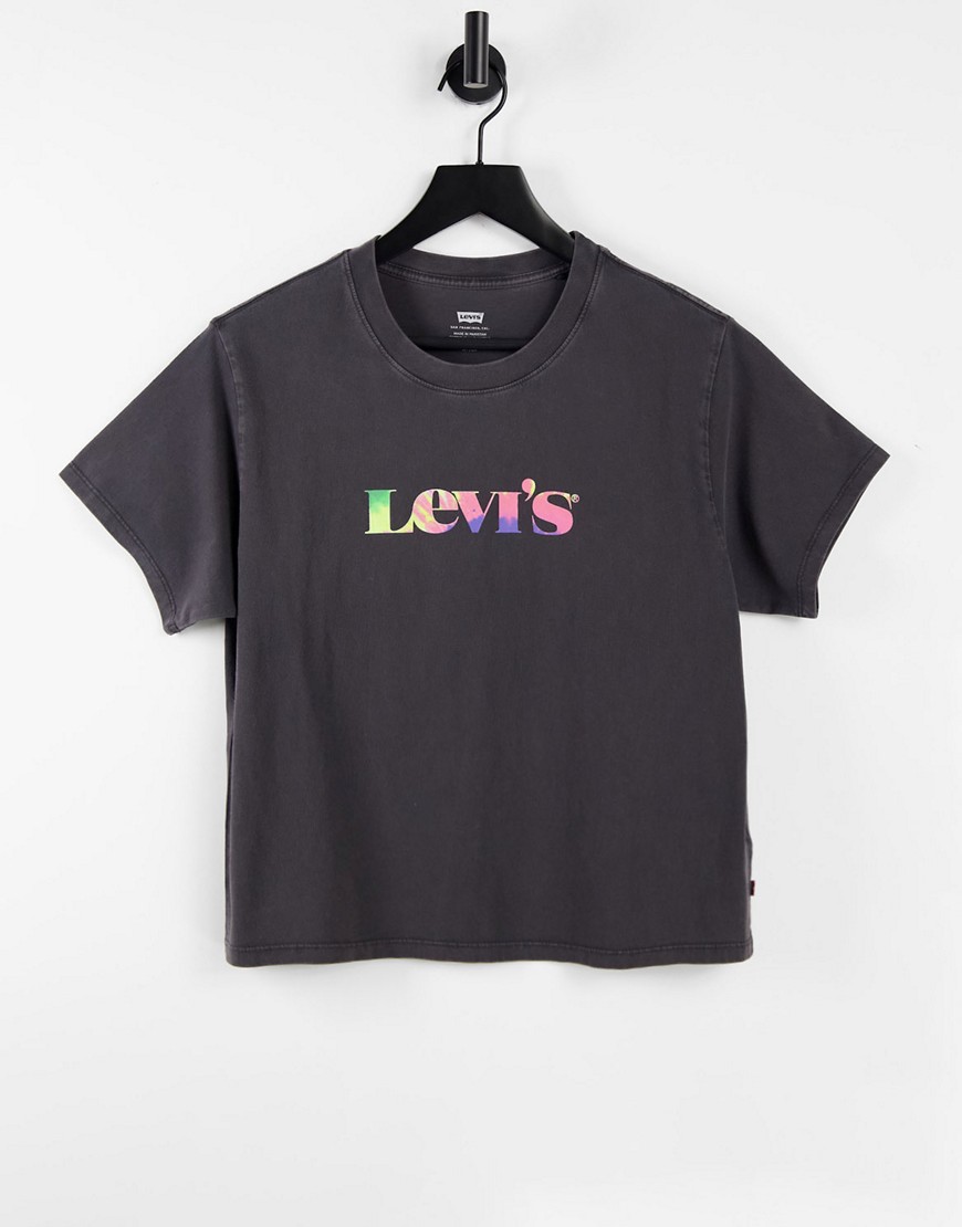 Levi's - T-shirt in collegestijl met grafische print in zwart