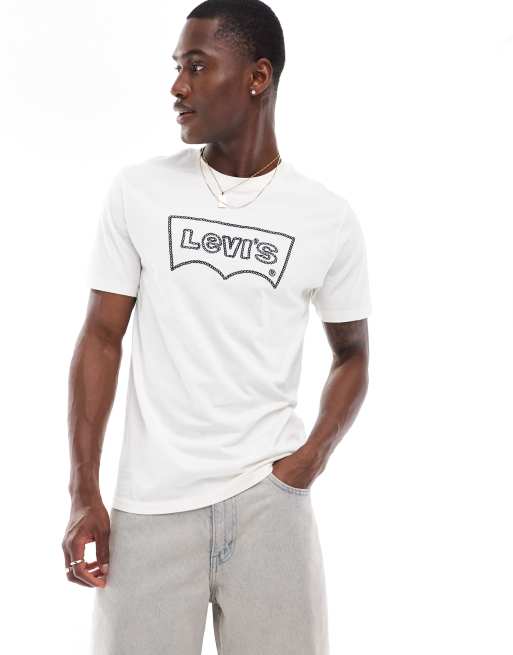 Levi s T Shirt in CremeweiB mit Fledermaus Logo im Seil Design ASOS