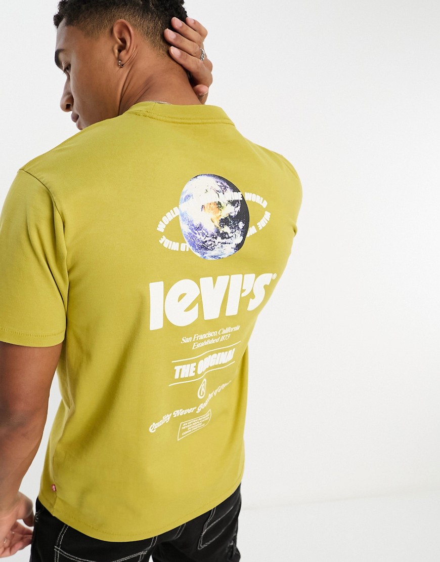 Levi’s t-shirt in golden yellow with planet backprint logo