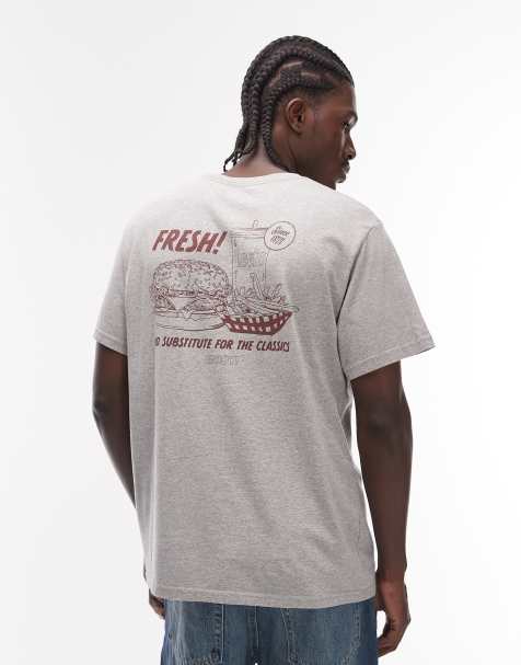 Levi's – T-Shirt in Grau meliert mit Burger & Pommes-Grafik - view 1