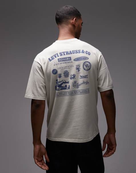 Levi's – T-Shirt in Grau mit Workwear-Grafikprint am Rücken - view 1