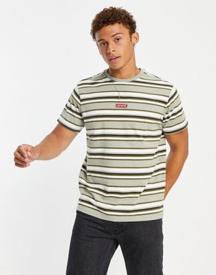 Levi's t-shirt in green stripe with small chest logo