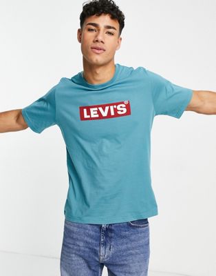 Levi's t-shirt with box tab in teal blue - ASOS Price Checker