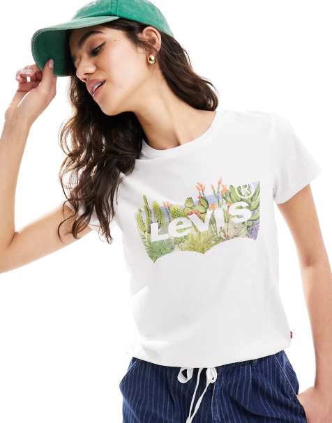 Levi's – T-Shirt in Schwarz mit Kaktus-Fledermauslogo - view 1