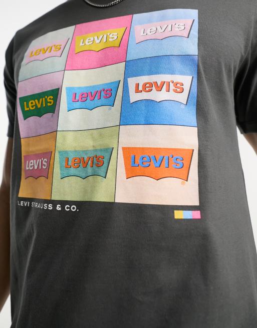 Levi's – T-Shirt in Schwarz mit Logoprints in Neonfarben, exklusiv bei ASOS, 3 von 4