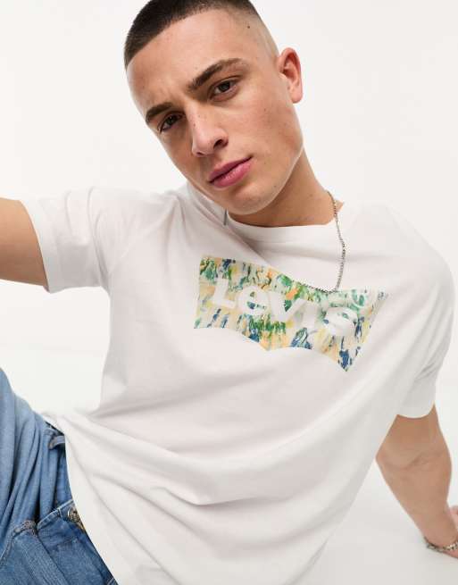 Levis white shop printed t shirt