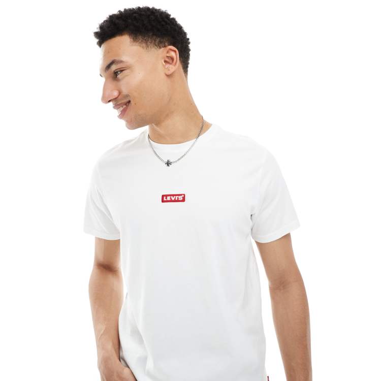 Levi s t shirt in white with central small box tab logo ASOS