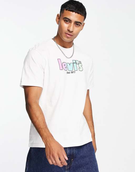 Levi s t shirt in white with ombre poster logo