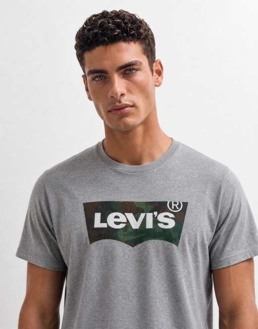 Levi's t-shirt med grafiskt camomönster och logga i ljusgrått, 10 av 10