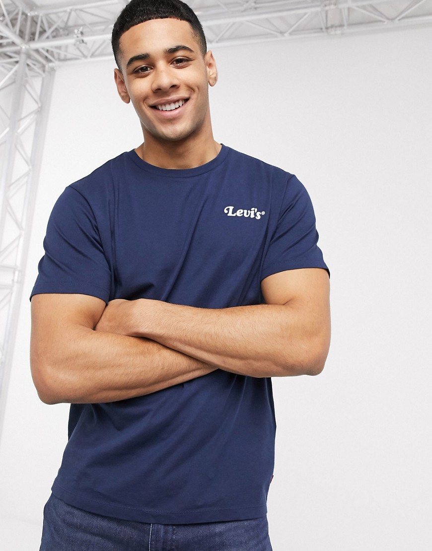 Levi's - t-shirt med kjolebluse og 90's skrift logo-Marineblå