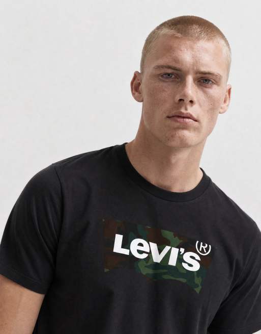 Levi's T-shirt met grafische camo-logo in zwart, 7 van 10