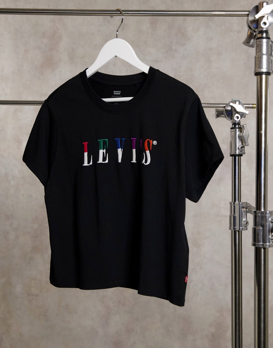 Levi's - T-shirt met grafische print in collegestijl in zwart