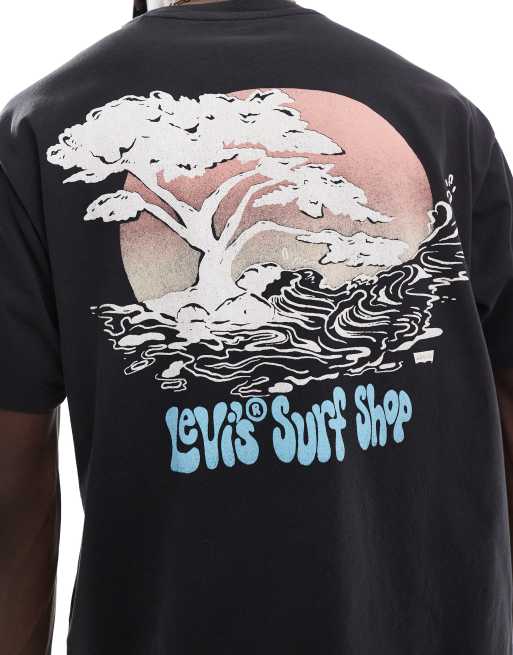 Levi's - T-shirt met grafische surfprint op de achterkant in zwart, 4 van 4