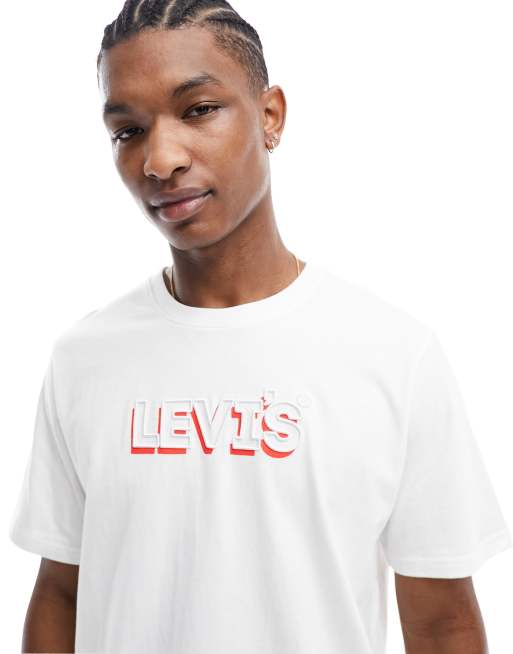 Levi's - T-shirt met headline-logo in wit